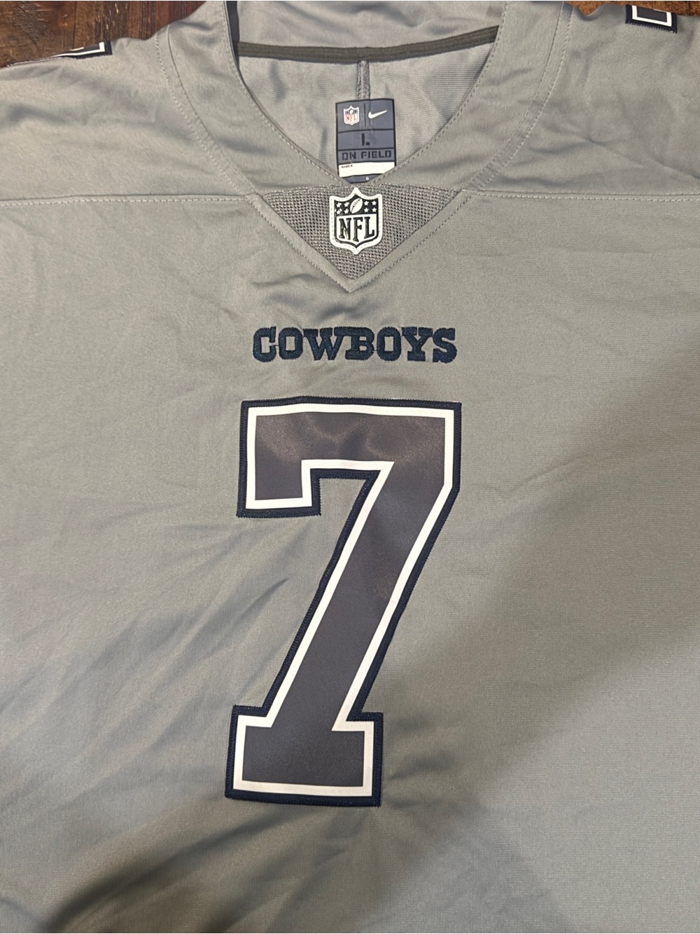 NFL Gray On-Field Football Jersey with Embroidered NFL Shield - Picture 3 of 6